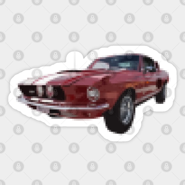 Mustang Pixelized Vintage RED Sticker by CharlieCreator